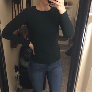 EXPRESS fitted crew neck dark green sweater, small